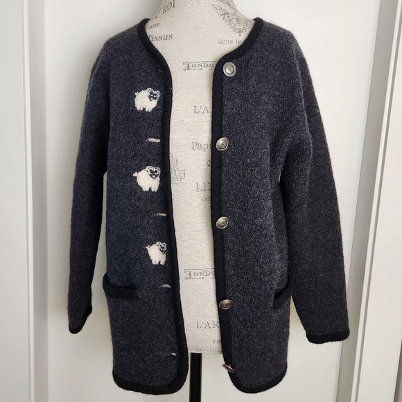 Boiled Wool Sheep Cardigan Coat - Picture 10 of 14